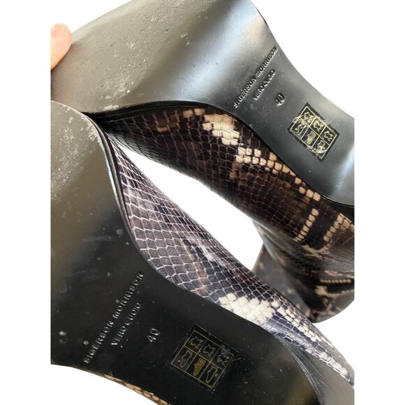 Sigerson Morrison Python Embossed Knee-High Leather Boots 40 Black Brown Snake - Picture 11 of 14
